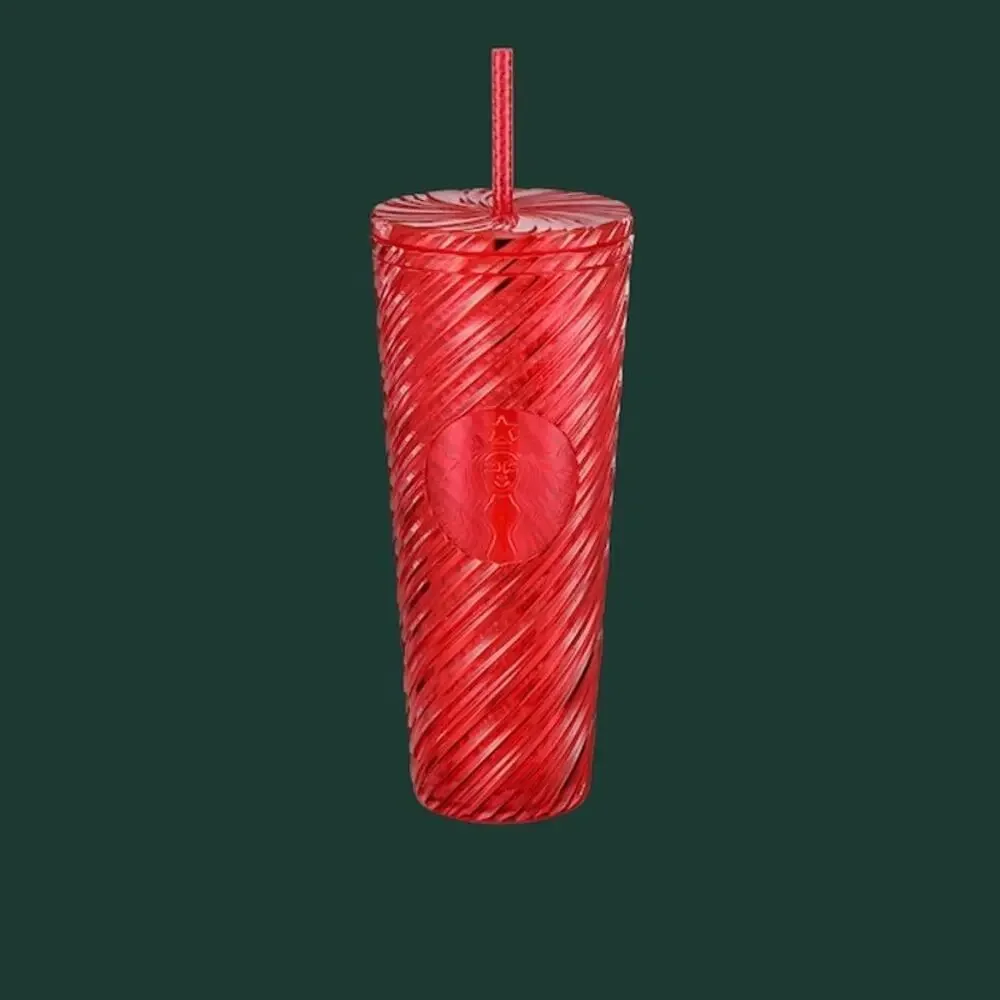Starbucks Red‎ Swirl Plastic Cold Cup w/ Lid & Straw | 24 OZ | NEW!!